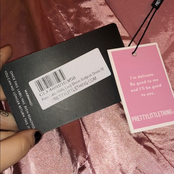 NWT PrettyLittleThing Rose Satin Utility LS Dress - Picture 4 of 7